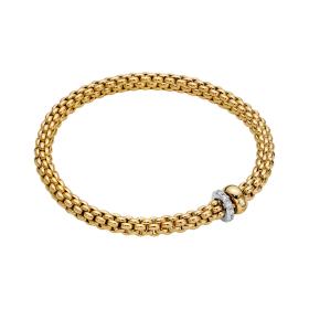 Weißgold, Armschmuck, FOPE Flex'it Solo Armband mit doppeltem Rondell und Pavé-Fassung 62406BX_PB_G_BGX_0XS