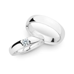 Weißgold, Ringe, Christian Bauer Trauring-Set 0241600-0280063
