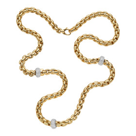         Gelbgold, Halsschmuck, FOPE Eka Collier mit Pavébesatz 70705C3_PB_G_XBX_060