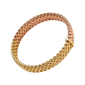 Gelbgold & Roségold, Armschmuck, FOPE Panorama Flex'it Armband mit zweifarbigem Geflecht 01M04B2_BB_3_XGX_0XS
