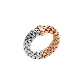 Weißgold, Ringe, FOPE Essentials zweifarbiger Flex'it  Ring mit flachem Kettengeflecht 08E02AX_XX_1_XRX_00S