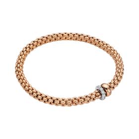 Weißgold, Armschmuck, FOPE Flex'it Solo Armband mit doppeltem Rondell und Pavé-Fassung 62406BX_PB_R_BRX_0XS