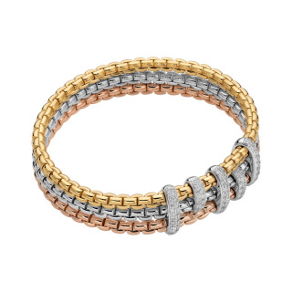 Gelbgold &amp;amp; Roségold &amp;amp; Weißgold, Armschmuck, FOPE Eka Flex'it Armband mit Diamantpavé, Ref: 75601BX_PB_4_XBX_00S