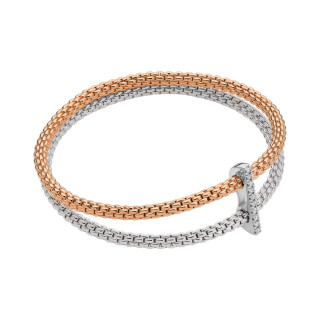Roségold &amp;amp; Weißgold, Armschmuck, FOPE Prima doppeltes Mesh-Armband mit Diamantpavé, Ref: 74008BX_BB_1_XBX_00M