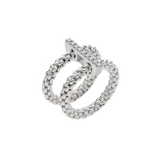 Weißgold, Ringe, FOPE Prima doppelter Mesh-Ring mit Diamantpavé, Ref: 74008AX_BB_B_XBX_00S
