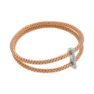Roségold, Armschmuck, FOPE Prima doppeltes Mesh-Armband mit Diamantpavé, Ref: 74008BX_BB_R_XBX_00M