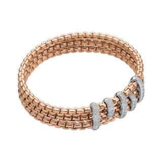 Roségold, Armschmuck, FOPE Eka Flex'it Armband mit Diamantpavé, Ref: 75601BX_PB_R_XBX_00L