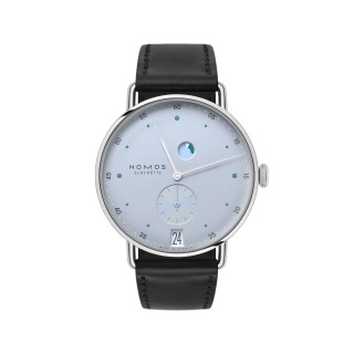 Damen- und Herrenuhr, NOMOS Glashütte Metro Datum Gangreserve eisblau, Ref: 1121