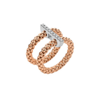 Roségold, Ringe, FOPE Prima doppelter Mesh-Ring mit Diamantpavé, Ref: 74008AX_BB_R_XBX_00L