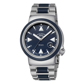 Damen- und Herrenuhr, Mühle Glashütte S.A.R. Rescue-Timer in Nautikblau, Ref: M1-41-02-MB-III