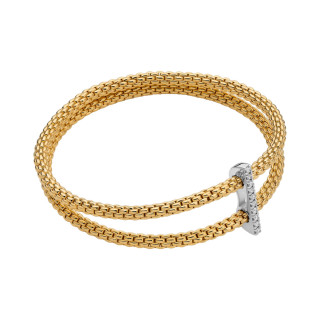 Gelbgold, Armschmuck, FOPE Prima doppeltes Mesh-Armband mit Diamantpavé, Ref: 74008BX_BB_G_XBX_00L