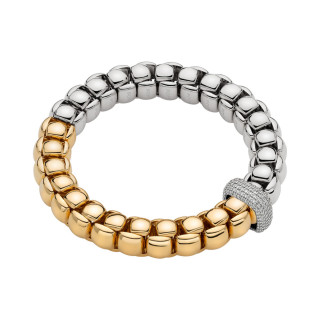 Gelbgold &amp;amp; Weißgold, Armschmuck, FOPE Eka Flex'it Armband mit Diamantpavé, Ref: 52107B2_PB_2_XBX_00L