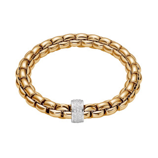 Gelbgold, Armschmuck, FOPE Eka Flex'it Armband mit Diamantpavé, Ref: 60411BX_PB_G_XBX_00M