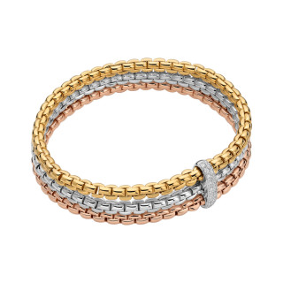 Gelbgold &amp;amp; Roségold &amp;amp; Weißgold, Armschmuck, FOPE Eka Flex'it Armband mit Diamantpavé, Ref: 75601BX_BB_4_XBX_00M