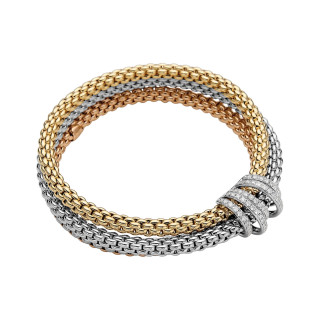 Gelbgold &amp;amp; Roségold &amp;amp; Weißgold, Armschmuck, FOPE Eka Flex'it Armband mit Diamantpavé, Ref: 65106BX_PB_4_XBX_00M