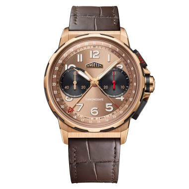         Herrenuhr, Automatik, Angelus CHRONODATE RED GOLD MOKA