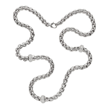         Weißgold, Halsschmuck, FOPE Eka Collier mit Pavébesatz