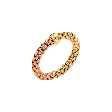 Ringe, Gelbgold & Roségold, FOPE Essentials zweifarbiger Flex'it Ring mit rundem Halskettengeflecht