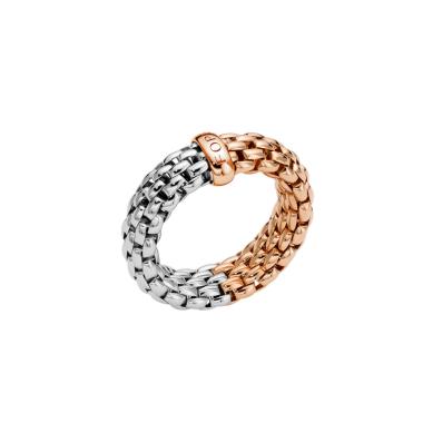 Ringe, Weißgold, FOPE Essentials zweifarbiger Flex'it  Ring mit flachem Kettengeflecht