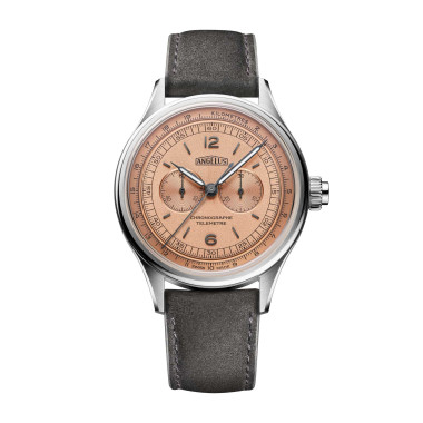         Damen- und Herrenuhr, Automatik, Angelus CHRONOGRAPHE TÉLÉMÈTRE STEEL ROSE