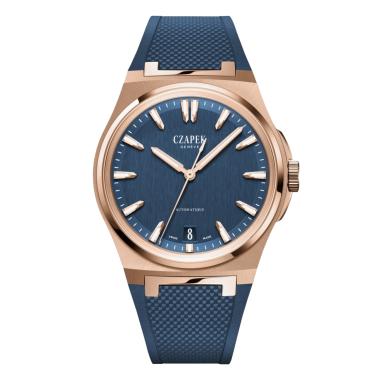 Unisex, Automatik, Czapek Antarctique Mount Erebus Deep Blue Rose Gold and Rubber