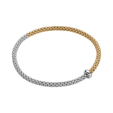 Armschmuck, Weißgold, FOPE Eka Flex'it Armband mit zweifarbigem Geflecht