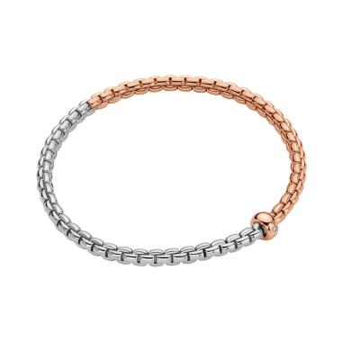 Armschmuck, Weißgold, FOPE Eka Flex'it Armband mit zweifarbigem Geflecht
