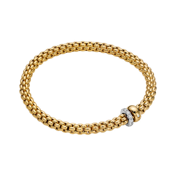         Gelbgold, Armschmuck, FOPE Eka Flex'it Armband mit Diamantpavé