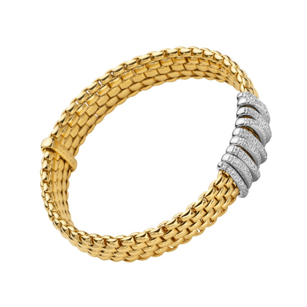         Gelbgold, Armschmuck, FOPE Eka Flex'it Armband mit Diamantpavé