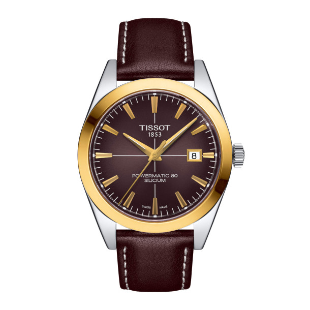         Herrenuhr, Automatik, Tissot Gentleman Goldlünette 40mm