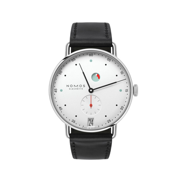         Damen- und Herrenuhr, Handaufzug, NOMOS Glashütte Metro Datum Gangreserve