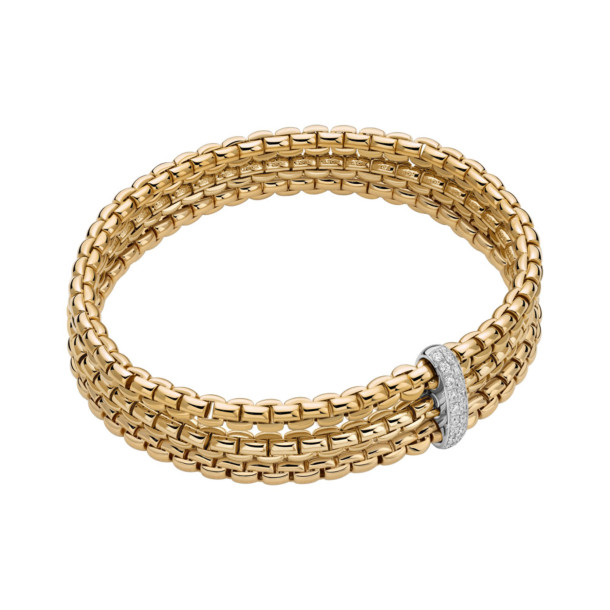         Gelbgold, Armschmuck, FOPE Eka Flex'it Armband mit Diamantpavé