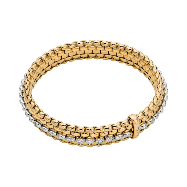         Gelbgold, Armschmuck, FOPE Eka Flex'it Armband mit Diamantpavé