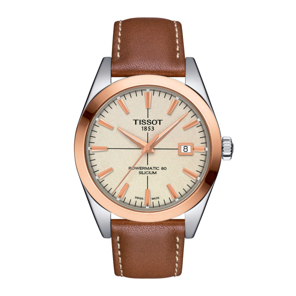         Herrenuhr, Automatik, Tissot Gentleman Goldlünette 40mm