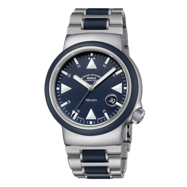         Damen- und Herrenuhr, Automatik, Mühle Glashütte S.A.R. Rescue-Timer in Nautikblau