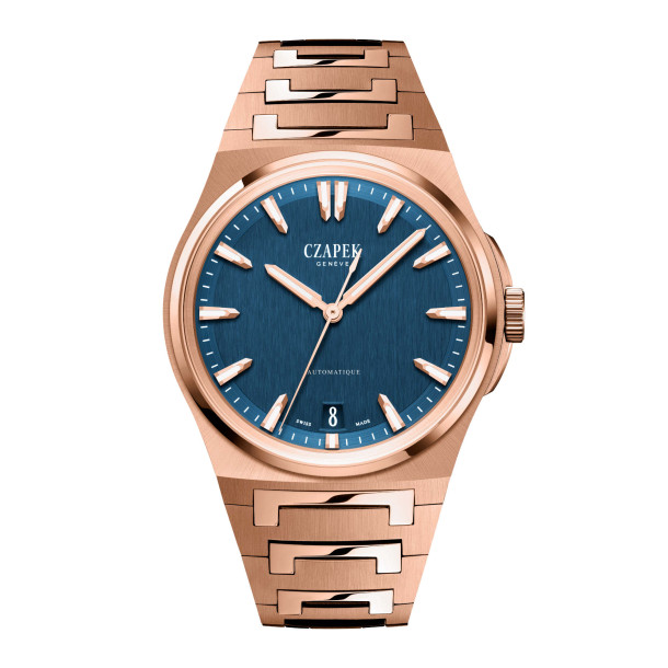         Damen- und Herrenuhr, Automatik, Czapek Antarctique Mount Erebus Aqua Blue Full Rose Gold