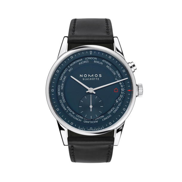         Damen- und Herrenuhr, Automatik, NOMOS Glashütte Zürich Weltzeit nachtblau
