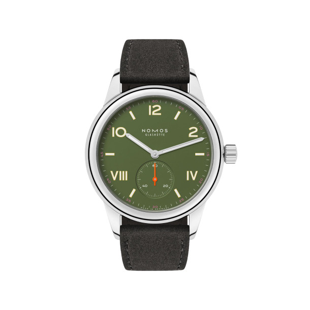         Damen- und Herrenuhr, Handaufzug, NOMOS Glashütte Club Campus All Olive