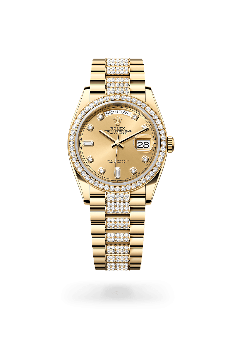 Rolex Day-Date 36 M128348RBR-0010 Herrenuhr - Oyster, 36 mm, Gelbgold mit Diamanten