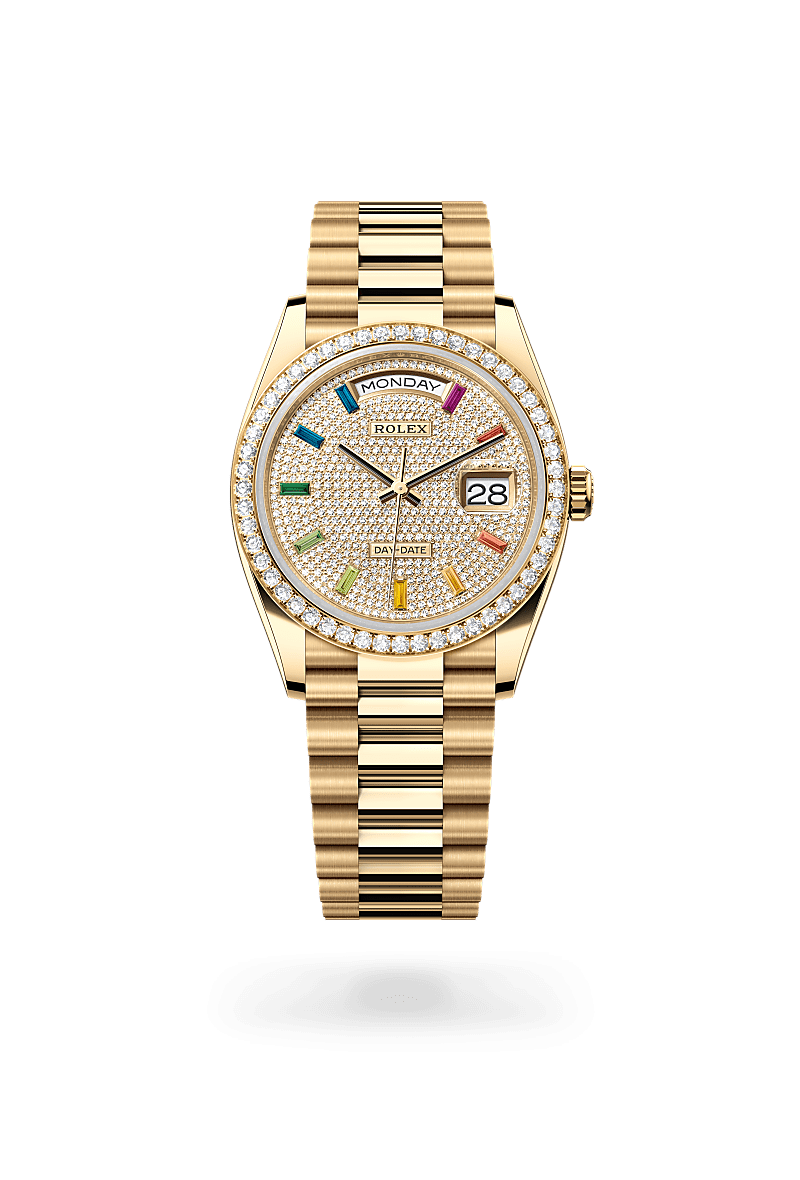 Rolex Day-Date 36 M128348RBR-0030 Herrenuhr - Oyster, 36 mm, Gelbgold mit Diamanten