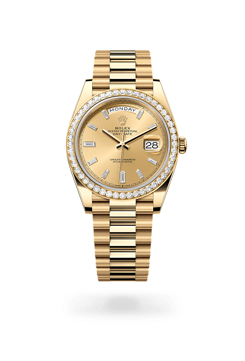 Rolex Day-Date 40 Herrenuhr (M228348RBR-0002) Oyster, 40 mm, Gelbgold mit Diamanten